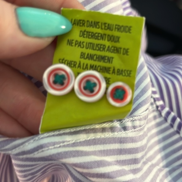 Robert Graham X Casual Button Down Shirt Striped Flip Cuff Size Large Purple - Picture 9 of 9